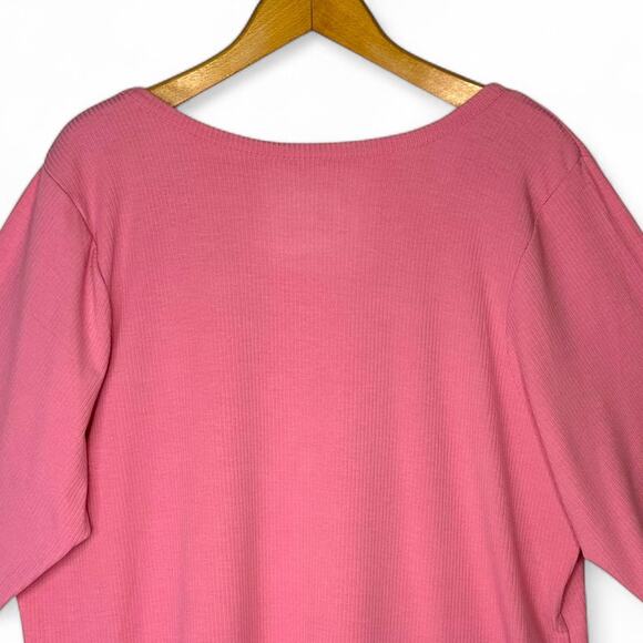 Torrid Women's Super Soft Ribbed Short V-Neck Sleeve T-Shirt 4X Pink Plus Size - Picture 5 of 9